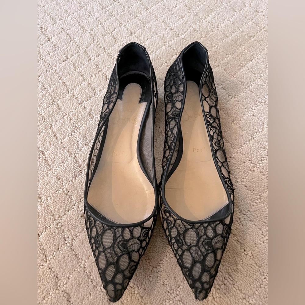 Black Lace Christian Louboutin 'Neoflat' Ballet Flats size 39